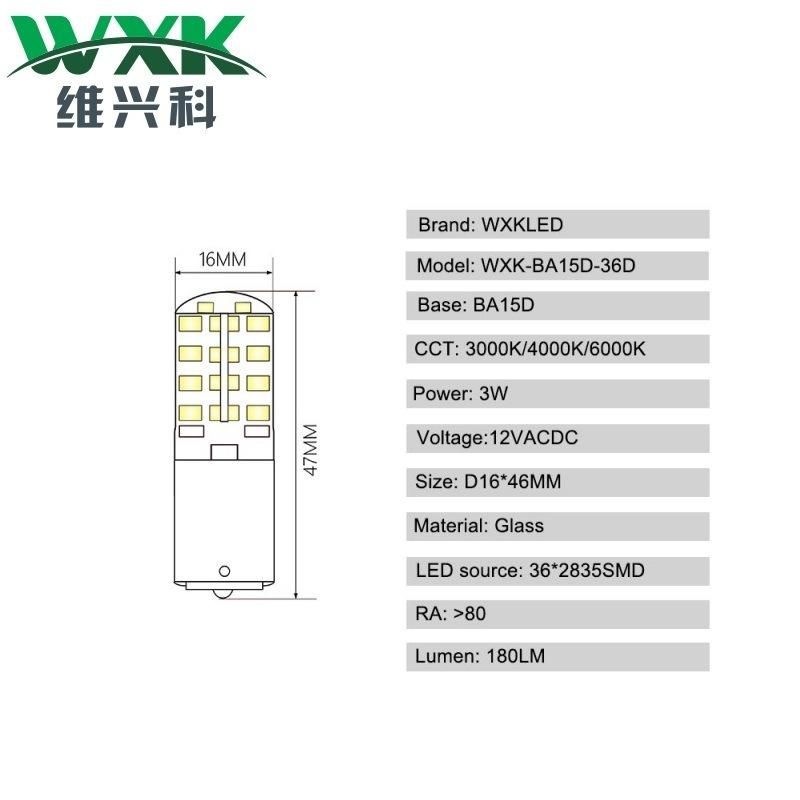 12V Ba15s Ba15D LED Bulb 3W Bayonet Double Contact Base, Interior RV Camper Marine Boat Trailer Light Landscape Lamp G4 G9 Ba15 Bulb