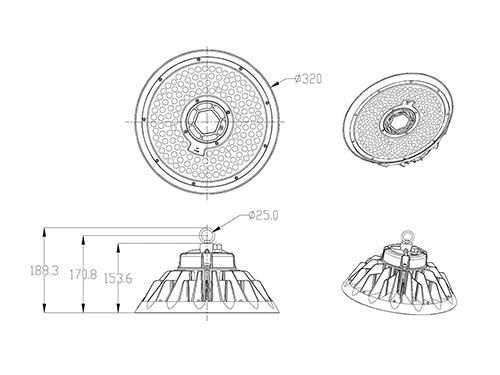 Beammax New Design Industrial Housing Lens SMD 22500lumens 150W UFO LED High Bay Light