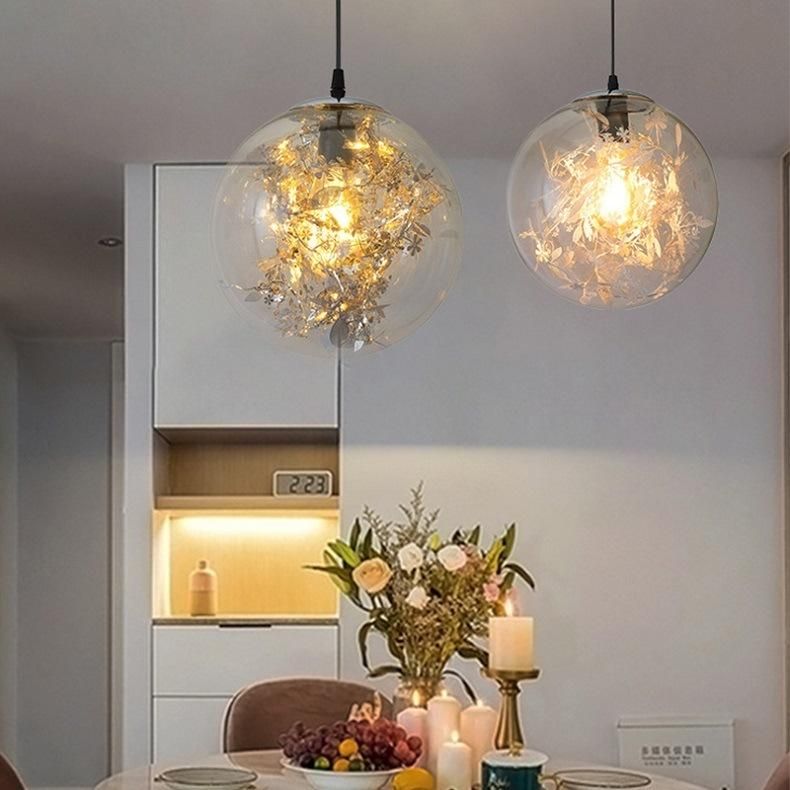 Hot Selling Modern E27 Glass Chandelier Romantic Home Art Deco Pendant Light for Cafe Living Room Dining Room