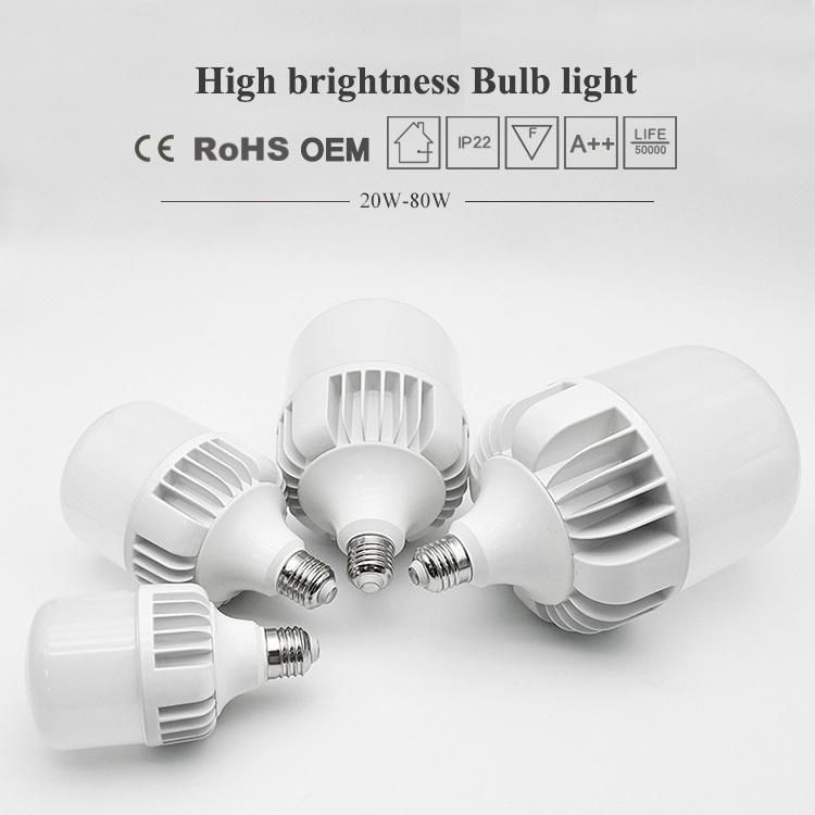 LED T Shape 50W E27 B22 6500K Pure White Dia-Casting Aluminum China Light Bulb LED LED Light Bulb