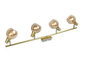 4*E14 Max 40W Glass Lamp Shade Iron Gold Adjustable Spotlight with Slim Tube