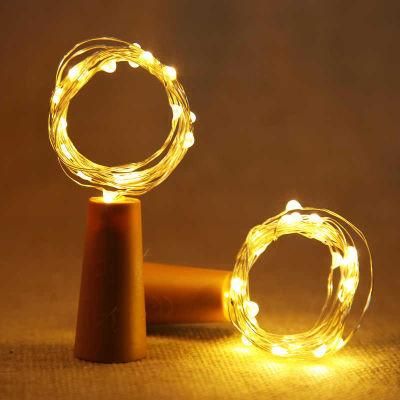 Cork Wine Bottle LED Silver Copper Wire String Light 1m 10LEDs Lr44 Battery Powered for Bar