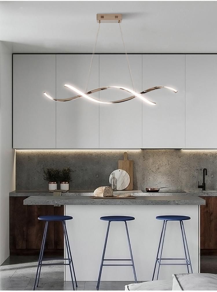 Minimalist Linear Restaurant Bar Designer Front Desk LED Hanging Ring Lamp Kitchen Pendant Light