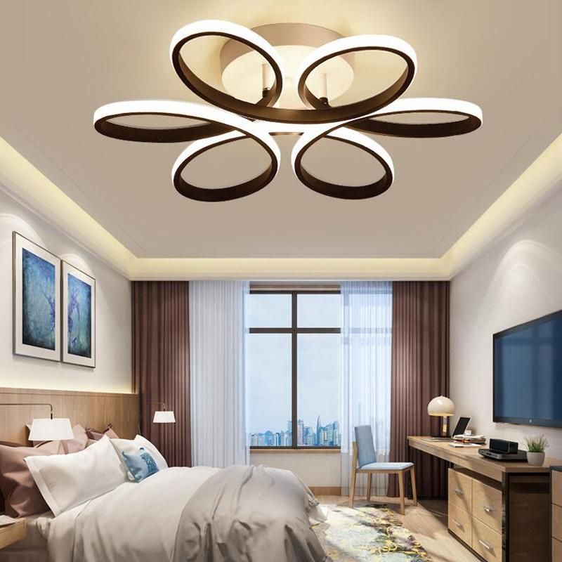 Modern Unique Flower Shape Iron Ceiling Light for Living Room Bedroom Luminaria LED Lamp