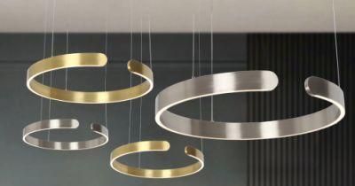 Masivel Lighting Modern Pendant Light C Shape Brass Decorative LED Chandelier Light
