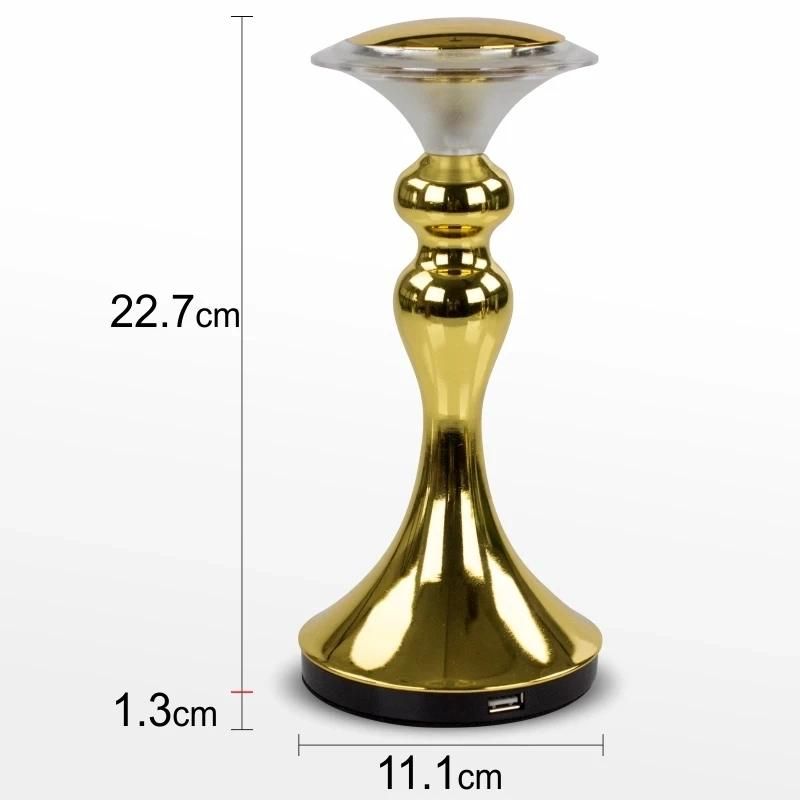 Metal Rechargeable KTV Table Lamp Cordless Dining Hotel Bar Restaurant New Luxury Brass Wireless LED USB Charging Port Rechargeable Night Battery Table Lamps