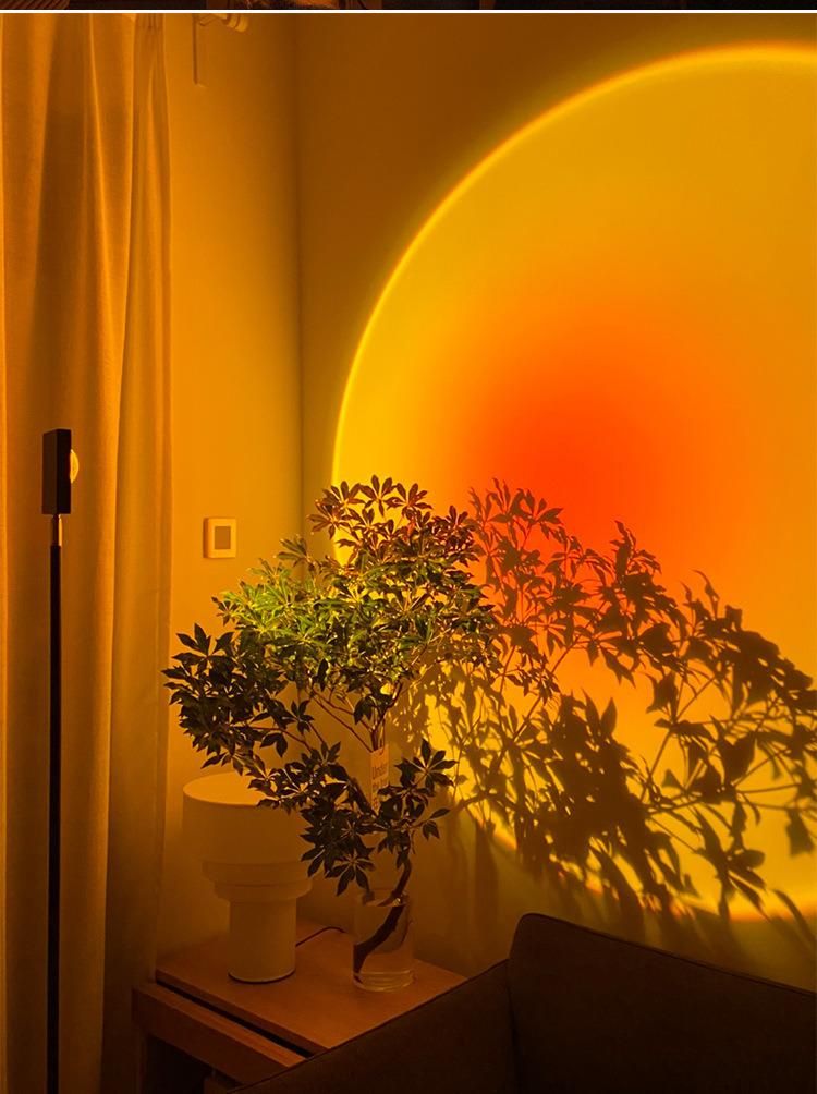 Halo Night Light Sunset Light, Projector Lamp LED Floor RGB Modern Projection Sunset Lamp for Photography Living Room Bedroom
