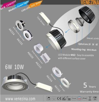 TUV/SAA/Ce/RoHS 6W 10W COB LED Module Downlight Spotlight, Ceilinglight with 6 Differents Frame 5 Years Warranty