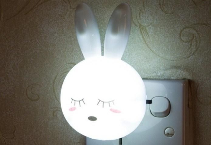 Long Ears Rabbit Night Light 4 Colors Bedroom Kids Switch Control Night Lamp