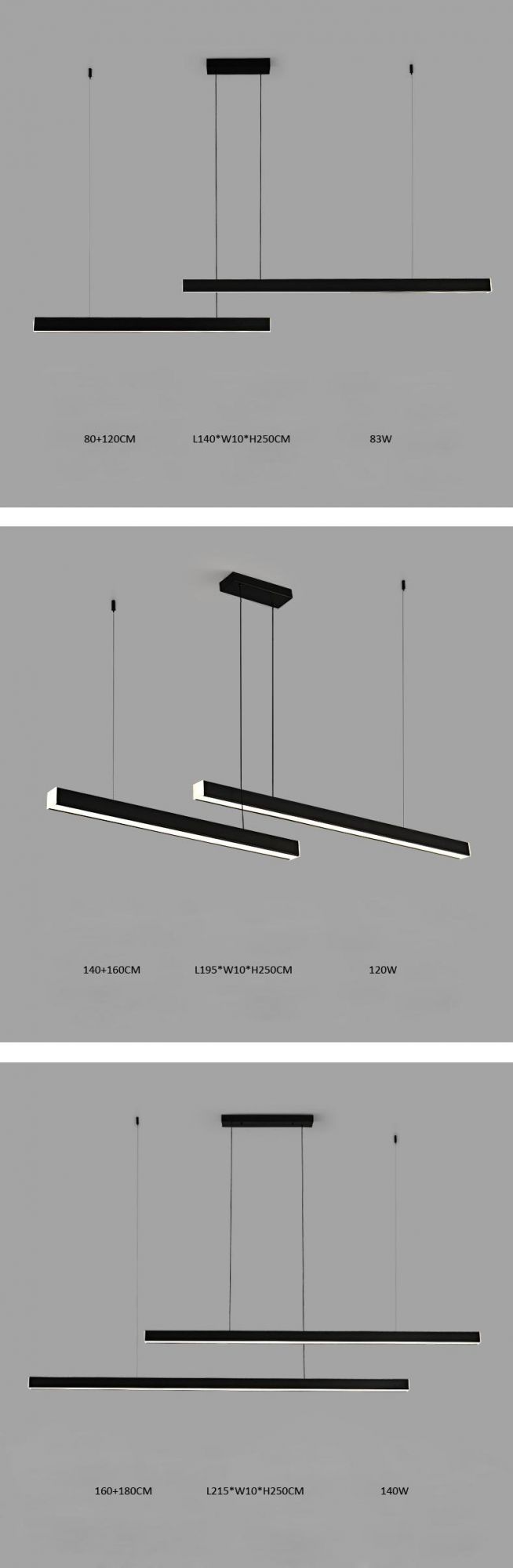 Home Smart Dimming Strip Studio Bar Black Light Fixture Dining Room Indoor LED Pendant Lamp