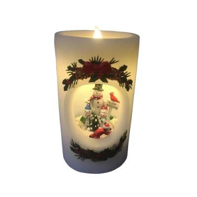 Auto Rotation Music Candle Wax Paraffin Decoration Christmas LED Flameless Candle