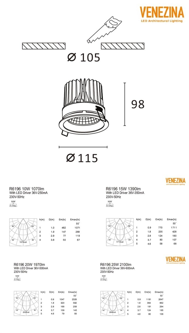 LED Downlight LED Ceiling Light LED Spot Light LED Light LED Down Light 10W/15W/20W/25W for Project