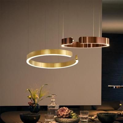 C-Shaped Office Meeting Bar Stainless Steel LED Dining Room Light Lighting Fixtures Modern Chandelier