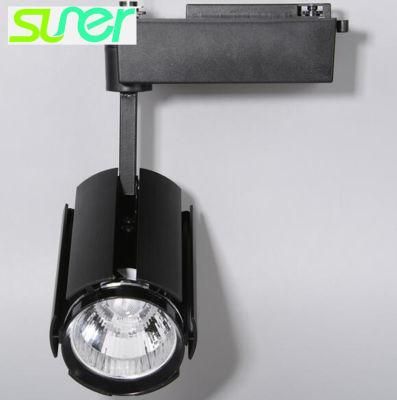 Black LED Ceiling Spot Lighting Directional COB Track Light 30W 6500K Cool White
