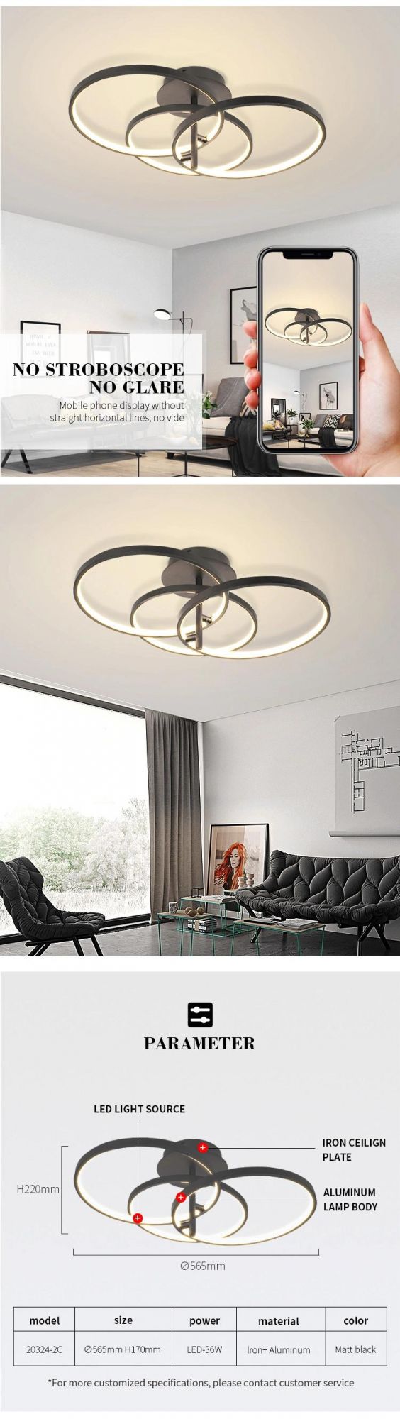 UL Factory Price Nordic Dimmable Indoor Decorative Home Bedroom Living Room Modern LED Ceiling Light