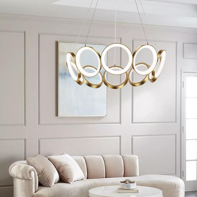 Modern Nordic Ring Lamp Circle Creative LED Chandelier Pendnat Light for Living Room