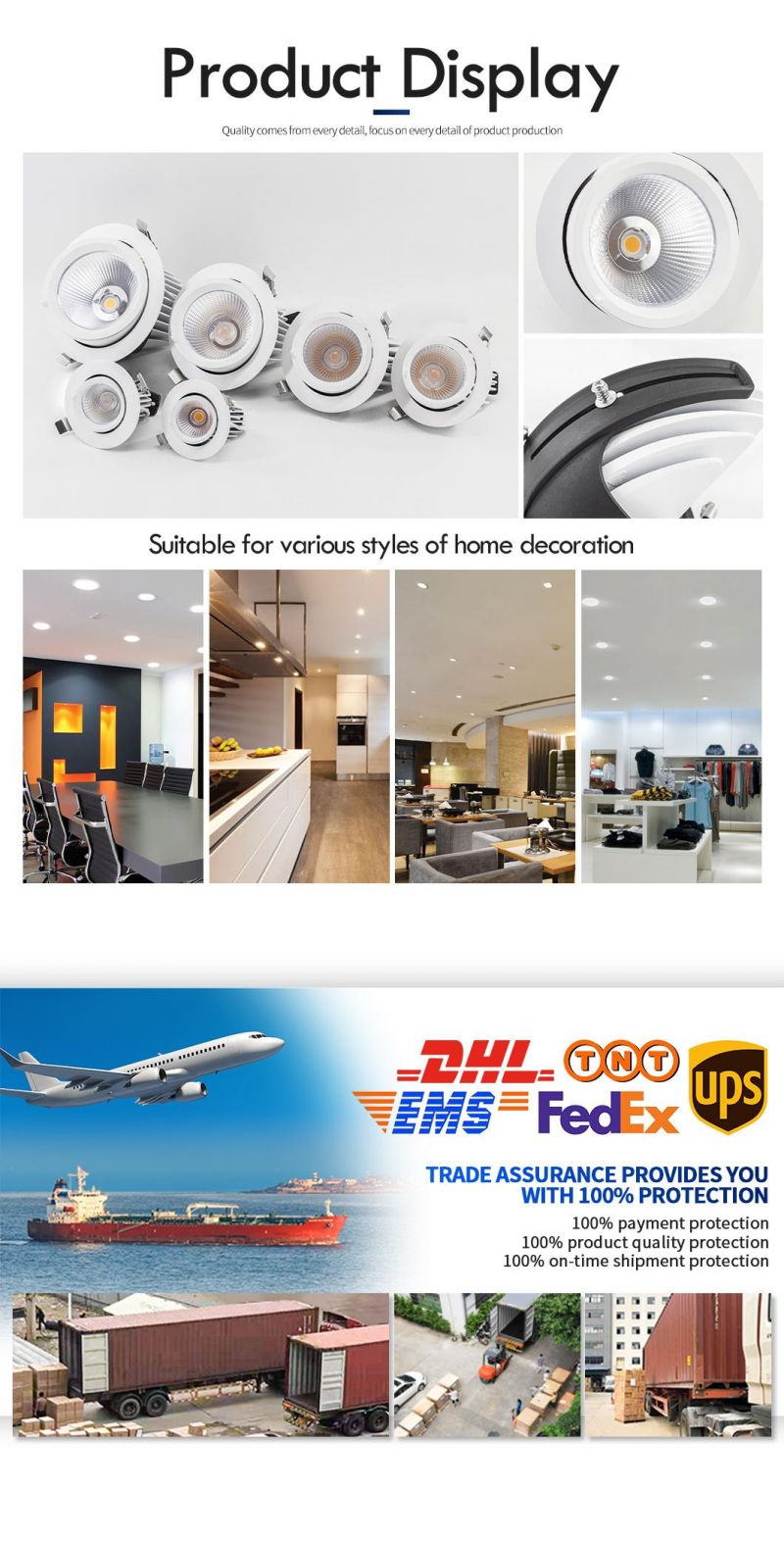 Office Shop White Black Fitting Adjust Ceiling Downlight Indoor Ceiling LED Lights