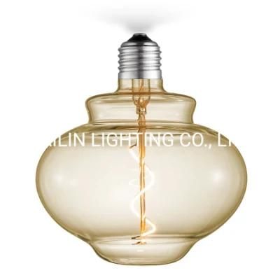 Dimming Non-Flashing Lantern-Shaped Decorative Glass LED Flexible Spiral Filament Bulb