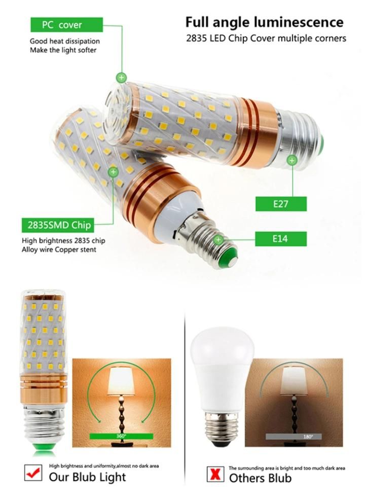 Wholesale Factory Home Lighting LED Corn Bulbs E27 E14 B22 Base Type 12W Energy Saving LED Light Bulbs E27