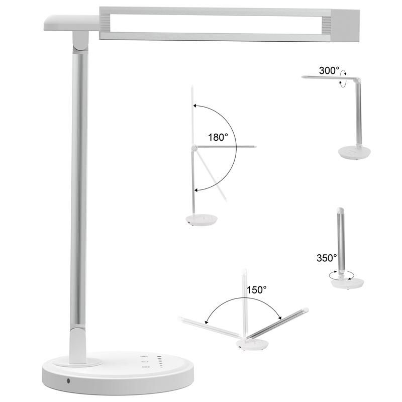 12W LED Desk Lamp, Dimmable and Adjustable Table, Touch-Sensitive Control Panel, with 5 Lighting Modes 7 Brightness Levels, Timer and 5V/2.1A USB Charging Port