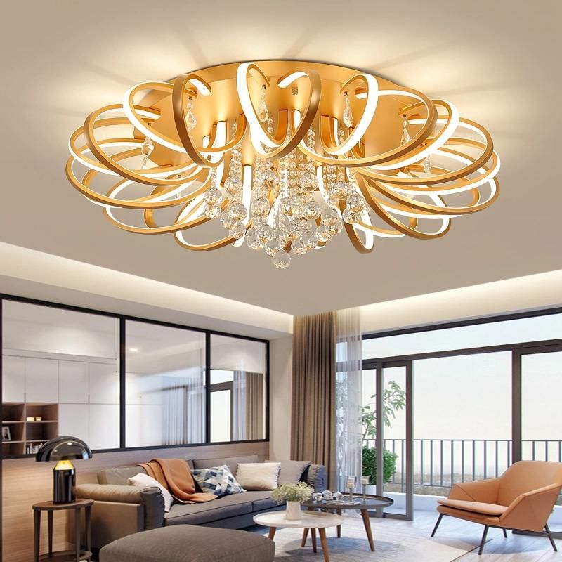 2022 Nordic Round Living Room Acrylic LED Crystal Ceiling Lamps for Bedroom