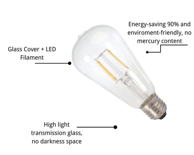 Advanced LED Thermal Management, Less Energy Consumpyion LED St64 Filament Lamps