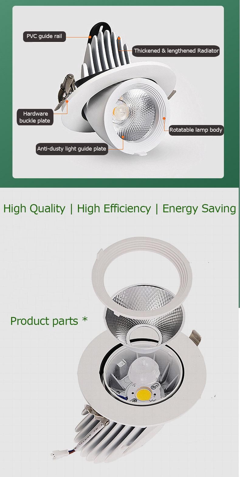 High Efficiency 100lm/W CREE 25W 35W Adjustable Beam Angle 24-Degree LED COB Downlight