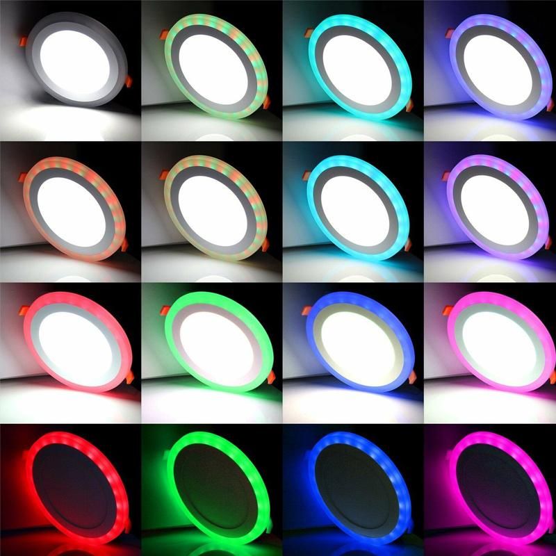 LED Down Light Cutout 75mm Double Color Glass Round Room Light LED Panel