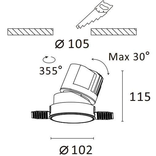 COB LED Reflector Changeable IP65 Invisible Round LED Spotlight