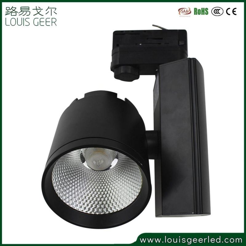 3 Wire Single 3 Phase 360 Degree 85mm Adjustable 30W Black White No Flicker LED Track Light for Showroom