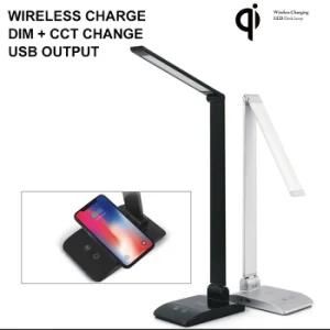 Ht6903sx LED Table Lamp Qi Certificate Wireless Charger USB Dim Color Change Modern Desk Lamp