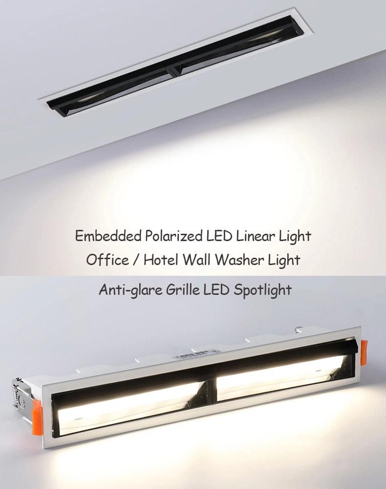 Indoor Energy Saving Linear Ceiling Lamp 10W20W30W Recessed LED Polarized Downlight Light for Museum School Library