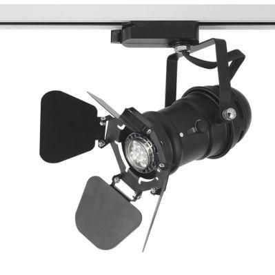 LED Commercial Spotlight Aluminum Ceiling Track Light with Barn Door Flicker-Free GU10 Lighting