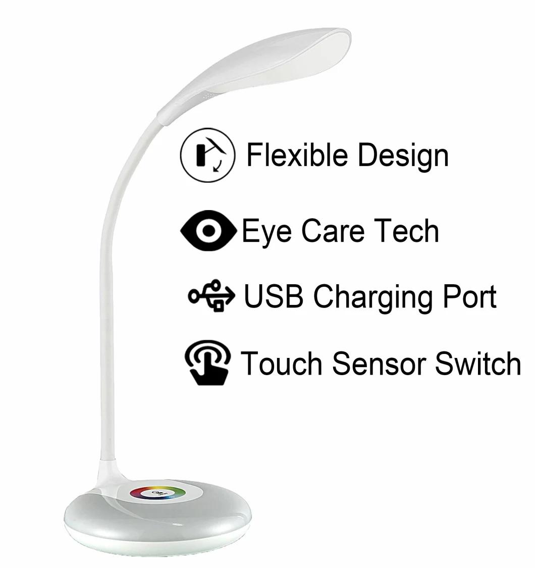 15 Year Factory RGB Color Changing Desk Lamp with USB Charger