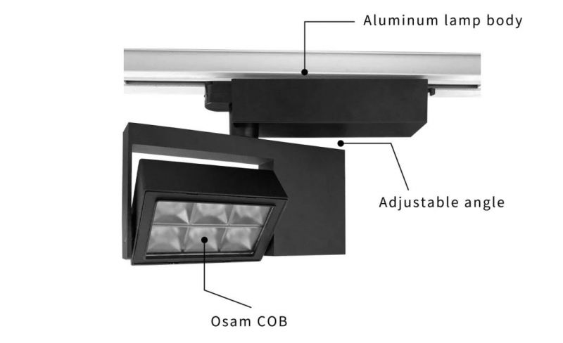 Simple Aluminum White Black 30W Indoor LED Modern Track Lighting Adjustable Spot 4 Wires Commercial LED Track Light