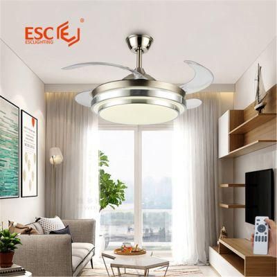 Indoor Ceiling Fan Light DC Inverter Motor 6 Speed Retractable Blades Ceiling Lamp with Fan