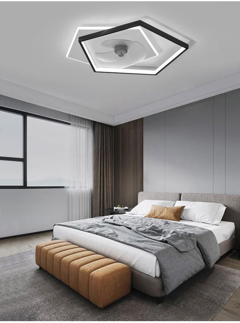 53W Modern Square Decorative Lighting Bedroom Fixture LED Ceiling Fan Light