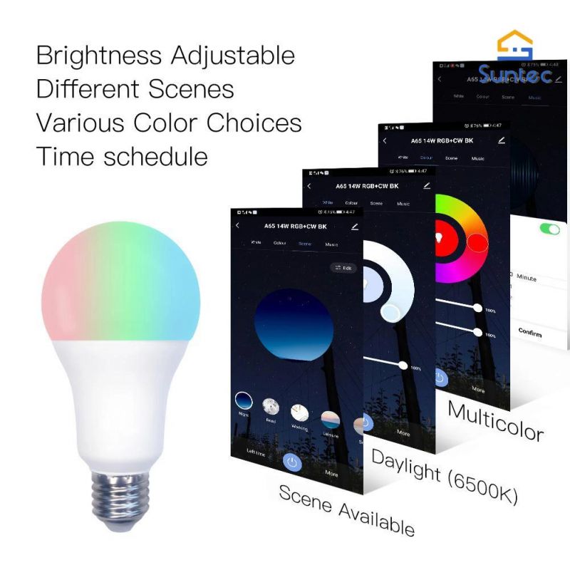 RGB Smart WiFi LED Light Bulb Dimmable Lamp Tuya APP