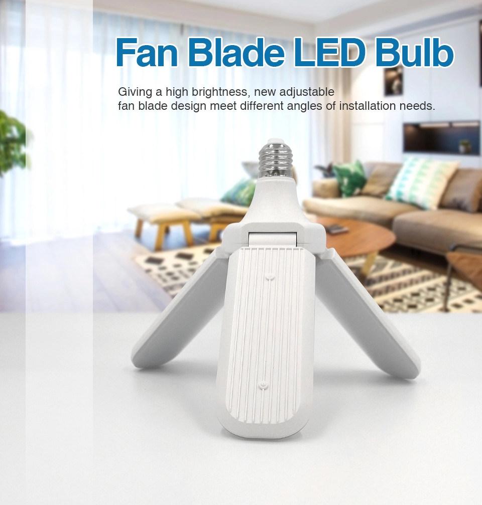 Newest E27 26/30W LED Bulb Fan Blades Foldable Light Super Bright Energy Saving Lights Ceiling Lamp