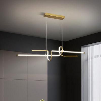 2022 Double Curve Lines Nordic Art Geometric Light Bar Dining Room Dining LED Pendant Lighting