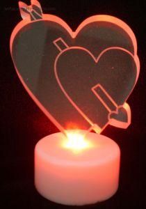 Light up Colour LED Acrylic Heart Christmas Festive Decoration