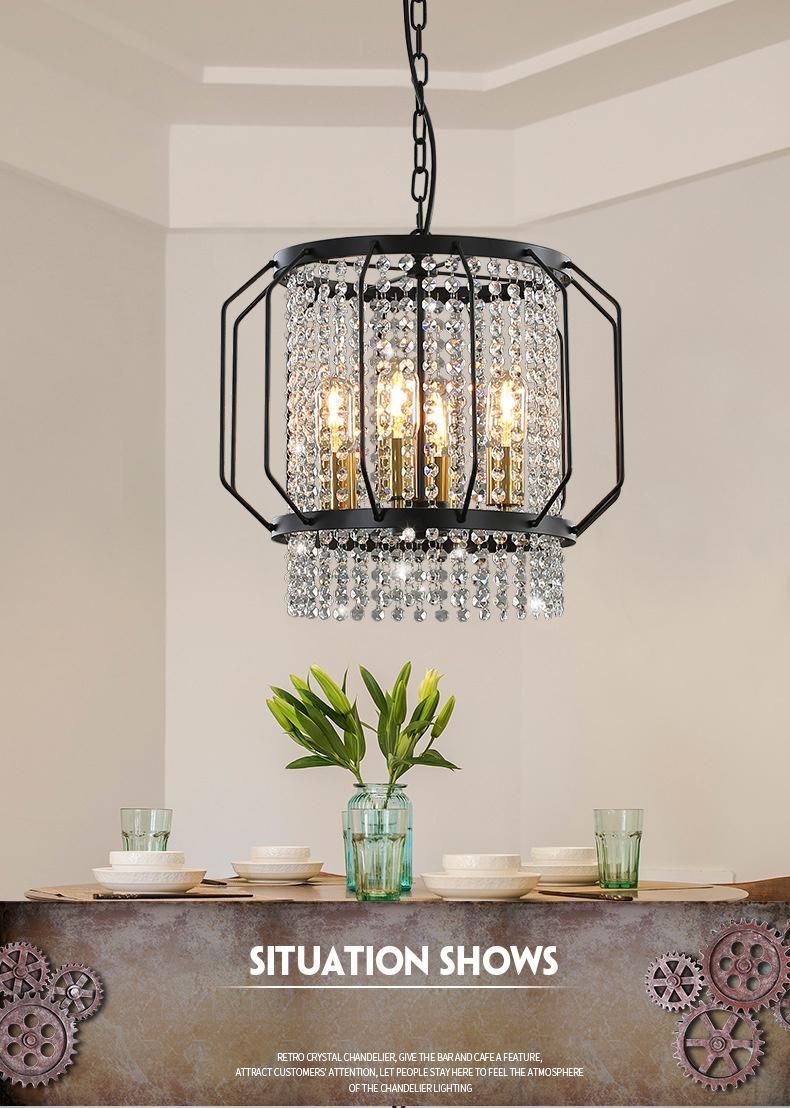 North America Crystal Chandelier Modern Hanging Pendant Light Decorative Metal Shade Pendant Lamp