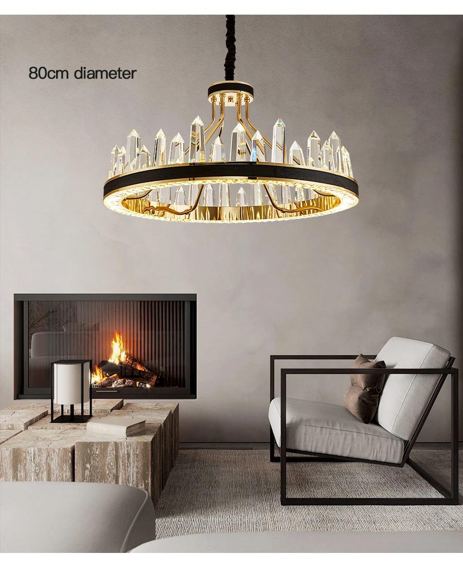 Rectangular LED Crystal Drop Pendant Lamp Gold Chandelier