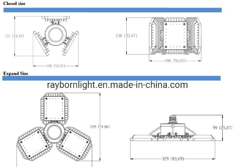 Factory Directly Sale Adjustable Panels Deformable 80W 100W Workshop Ceiling LED Garage Lighting for Warehouse