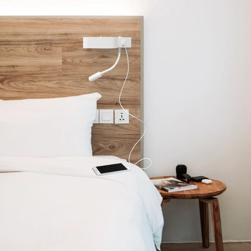 Bedside USB Charge LED Reading Light LED Indoor Hotel Bedside Reading Wall Lamp