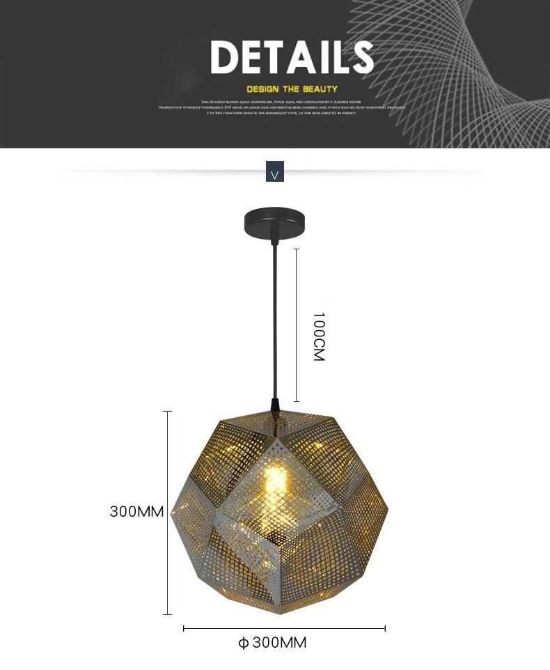 Postmodern Living Room Villa Fashion Clothing Shop Creative Polyhedron Pendant Light LED Etched Chandelier