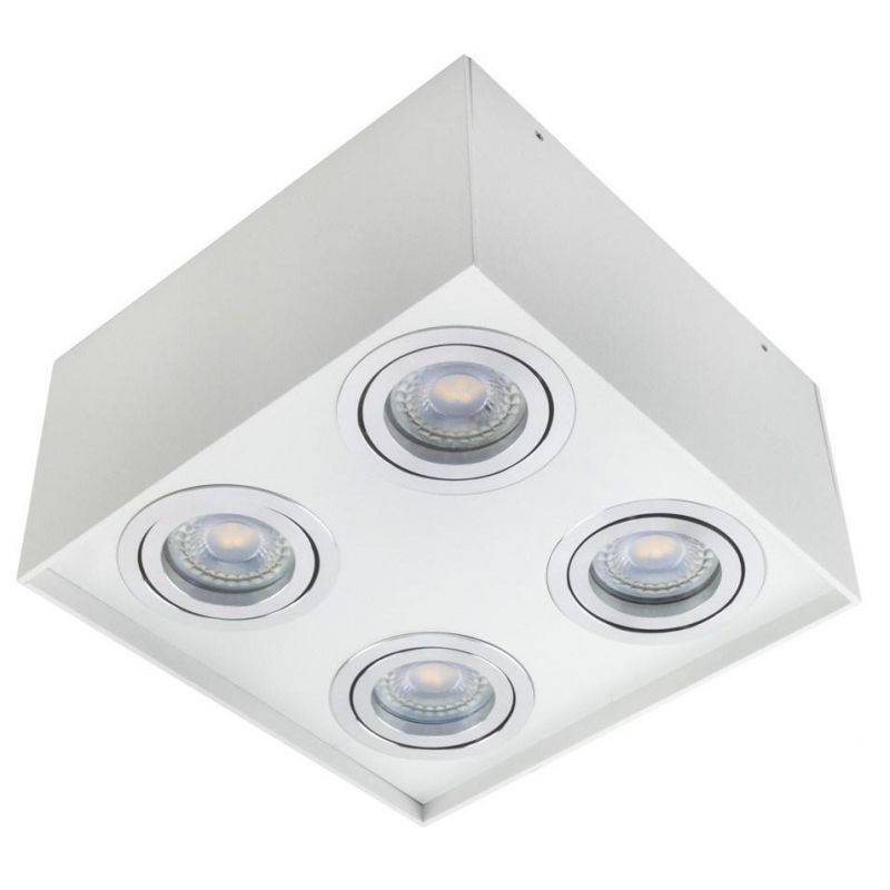 Interior Square LED Ceiling Downlight 4 Heads Adjustable Aluminum Ceiling Spot Light IP20