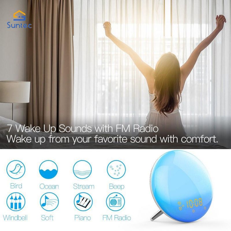 WiFi Wake up Smart Light Alarm Clock with 7 Colors