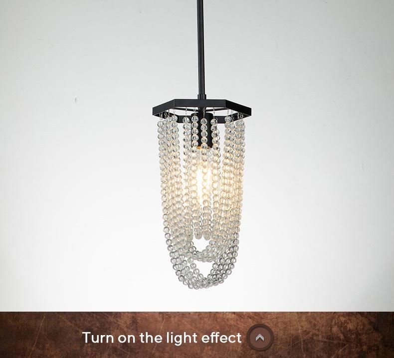 American Simple Wrought Iron Chandelier Restaurant Creative Retro Crystal Chandelier