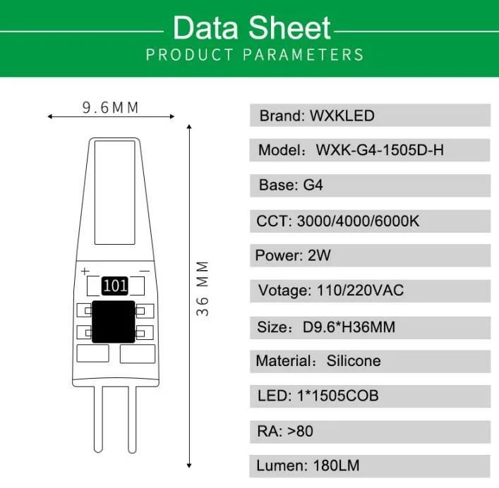 Wxk G4 G9COB LED Bulbs, LED Capsule Lamps 2W Equivalent 20W G4 LED Bulb, Warm White, Bipin G4 LED Bulb 12V, 360 Degreee, Replacement Bulbs G4 G9 for Chandelier